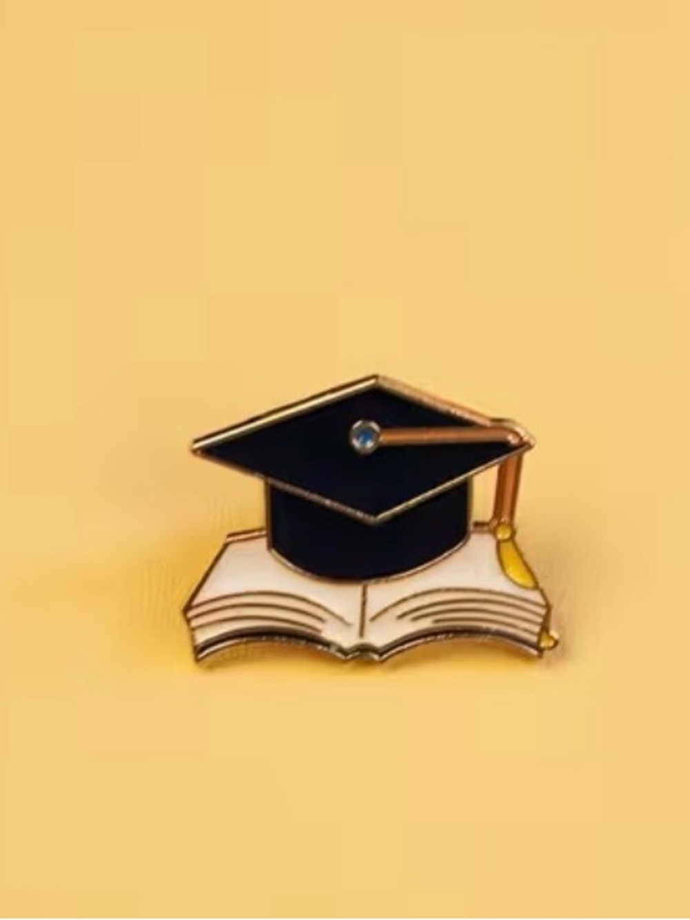 Graduation Cap & Book Enamel Pin - Black and Gold - Picture 2 of 3